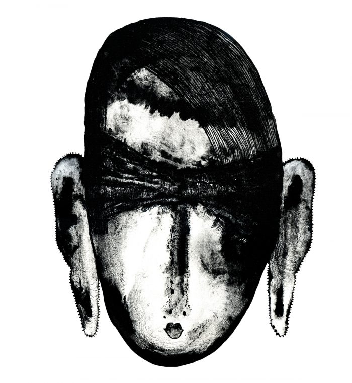 "Listener". Litografía. Aguada. Magnani. 35 x 50 cm.